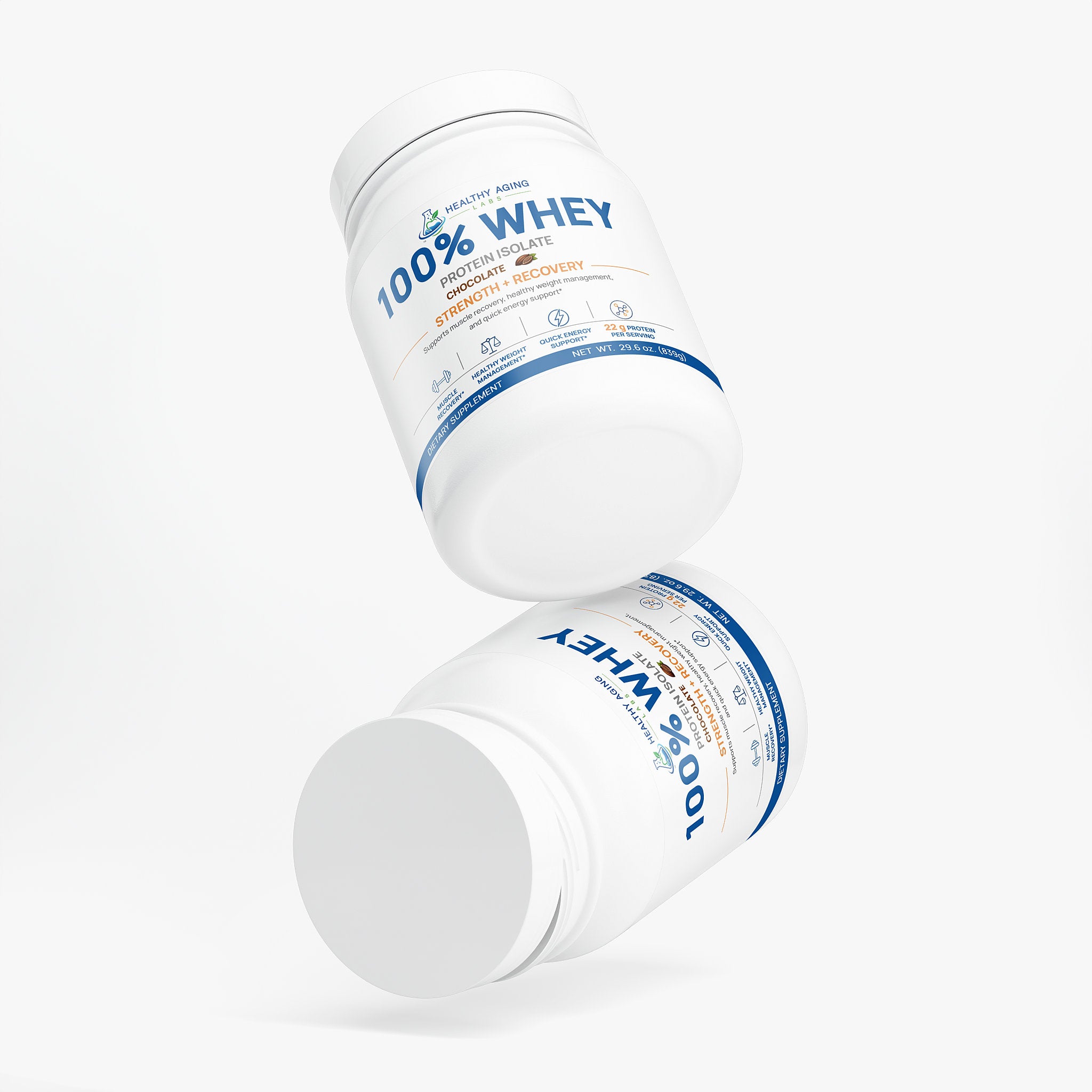 100% Whey Protein Isolate – Chocolate, 22g Protein, 839g | Healthy Aging Labs