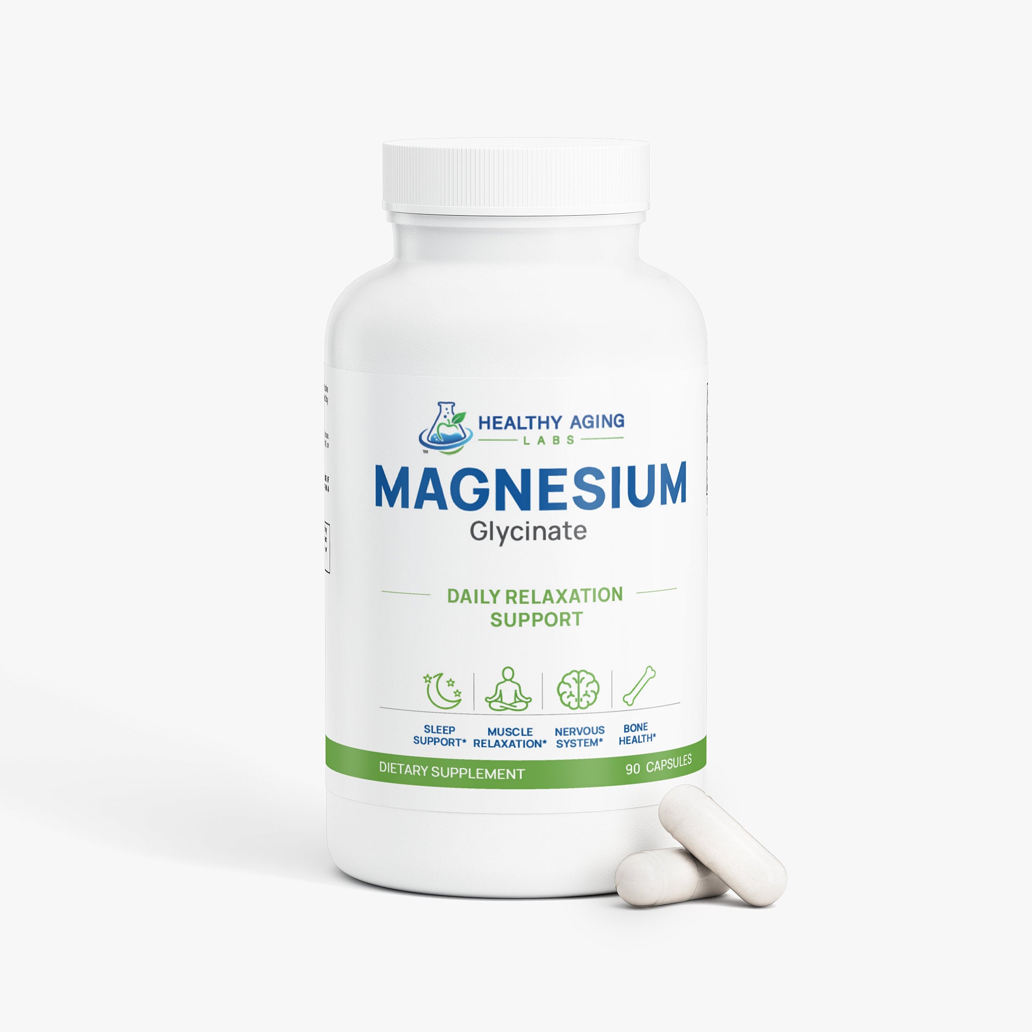 Magnesium Glycinate 275mg – Sleep, Muscle & Stress Support, 90 Capsules | Healthy Aging Labs