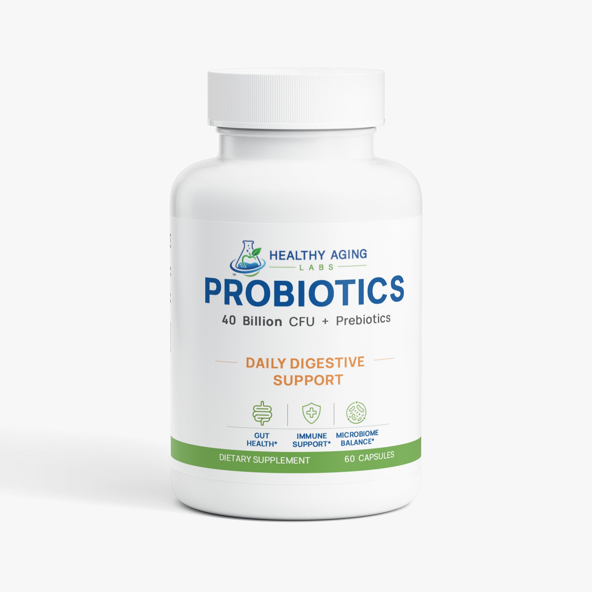 Probiotic 40 Billion CFU with Prebiotics – Digestive & Immune Support, 60 Capsules | Healthy Aging Labs