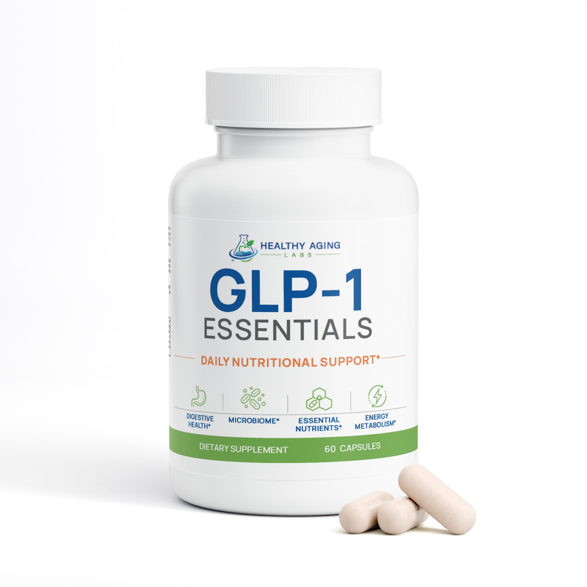 GLP-1 Essentials – Digestive Enzymes, Probiotics & B Vitamins, 60 Capsules | Healthy Aging Labs
